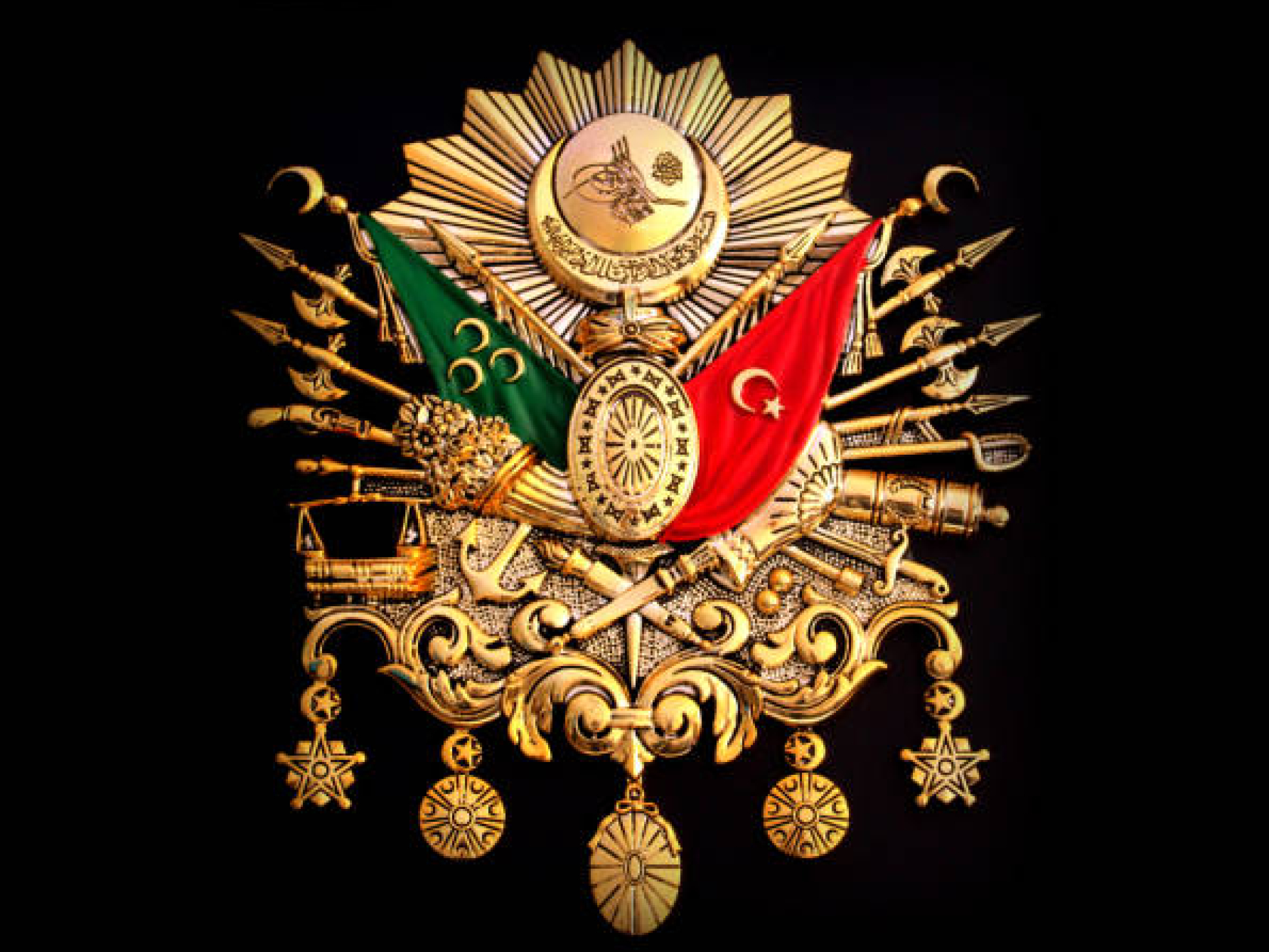 Ottoman Empire Emblem , ( Old Turkish Symbol ) on black background